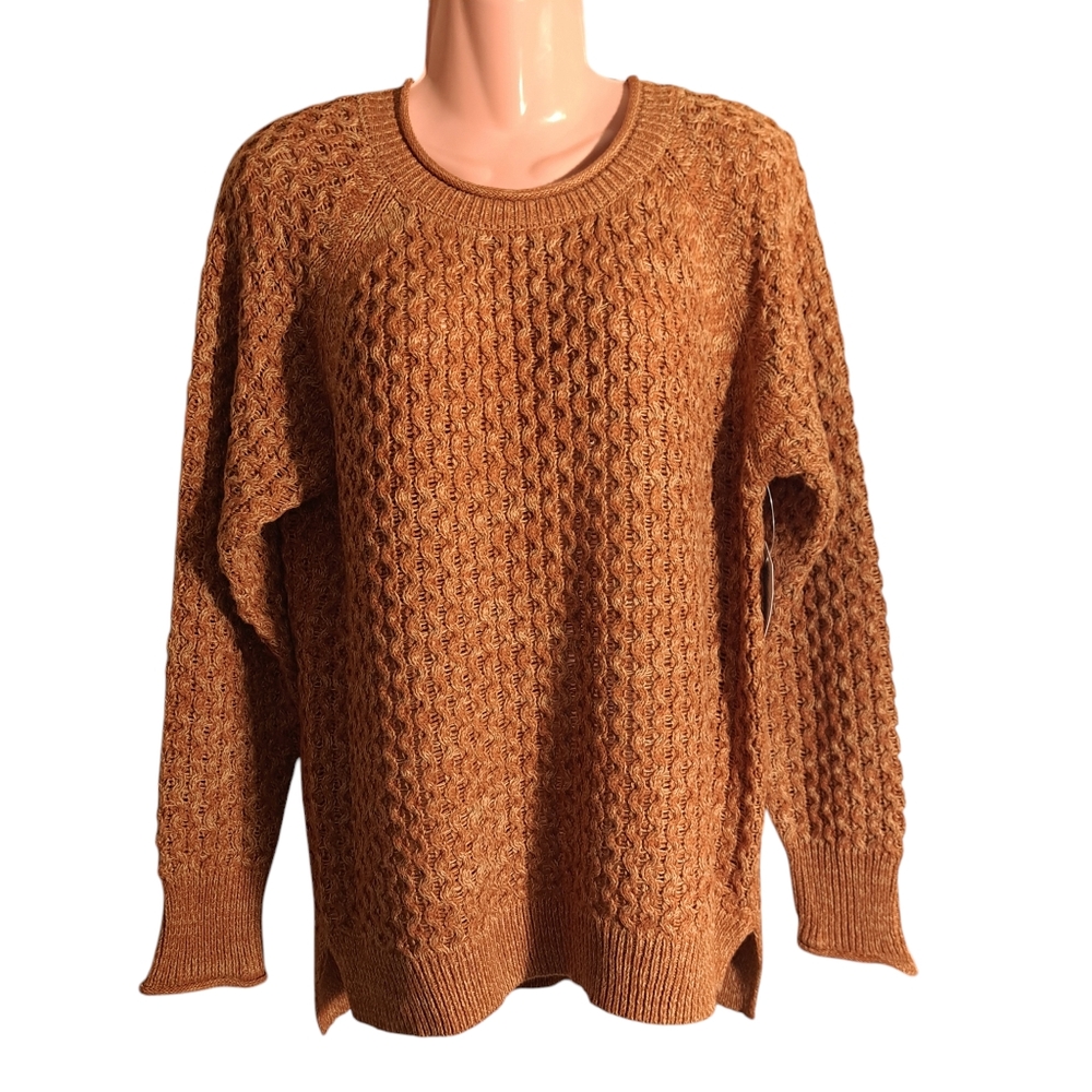 Time &‎ Tru Women's Sweater Brown Size M Textured Hi-Lo Midweight